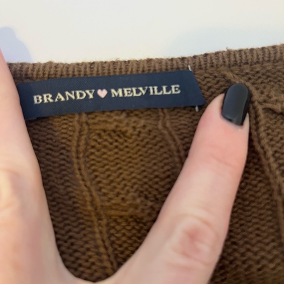 Brandy Melville Chocolate Cable Knit Cardigan - Picture 2 of 3